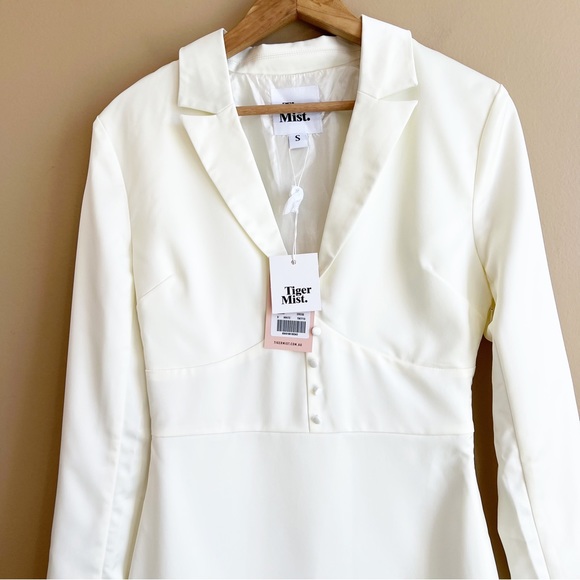 NWT TIGER MIST Ivory Cedar Dress Size Small Long Sleeve deep v-neckline - Picture 3 of 14